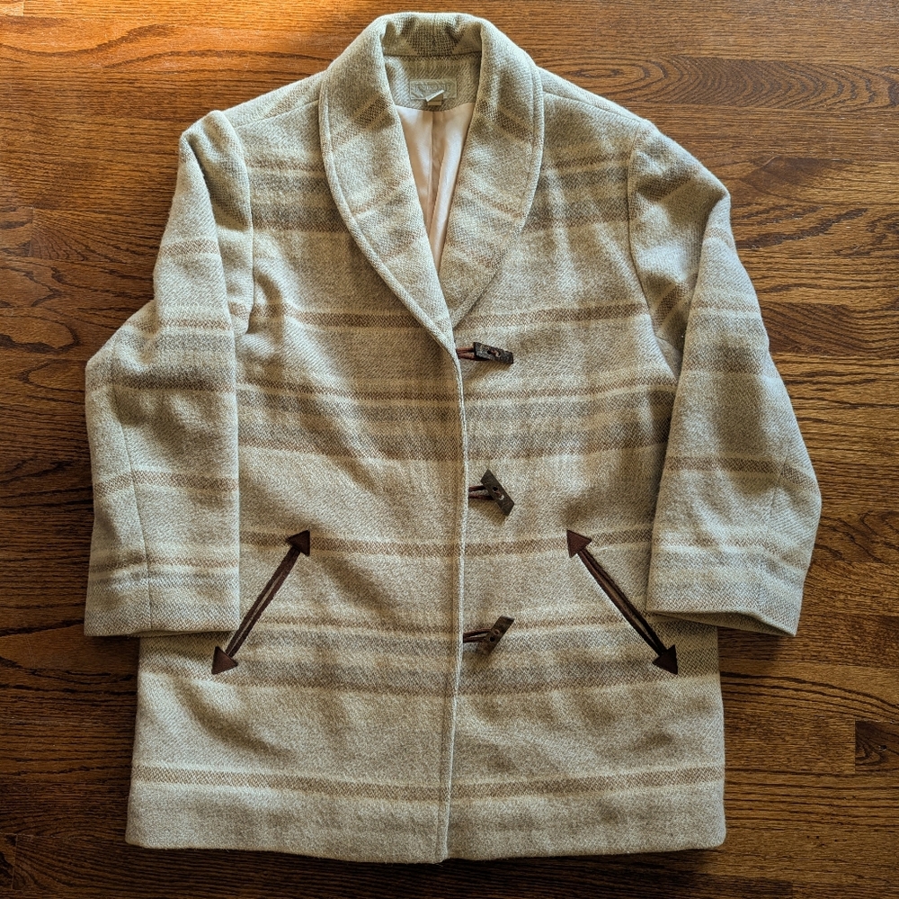 90s Vintage Striped Wool Coat